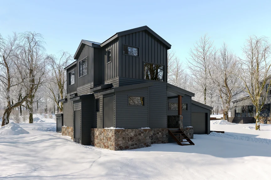 The Dinner Plain Project - Custom Anchor Homes Prefab Modular Home - Exterior Front 2